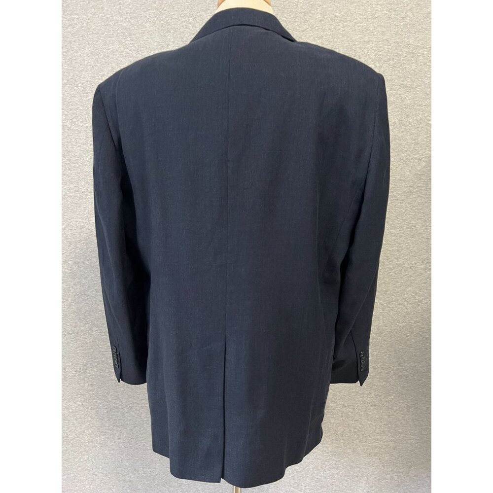 Jos A Bank Navy Sport Jacket Blazer Mens 43‎ Regular Classic Linen Wool Blend - Picture 2 of 16
